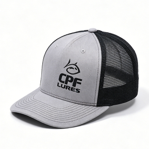 Casquette de camionneur en maille gris-noir avec broderie, polyester/coton, unisexe, réglable, respirante, pour sports de plein air - Product Image 3