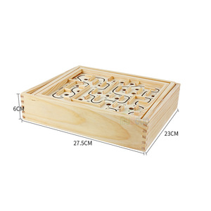 Bloc de maths en bois pour enfants et adultes, boule d'équilibre de bureau Interactive, manivelle piste perle labyrinthe Puzzle <span class=keywords><strong>jeu</strong></span> éducatif - Product Image 3