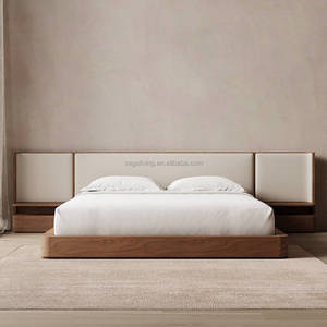 Sageliving Handcrafted <b>Modern</b> Style Solid Wood Fabric <b>Bed</b> Extended for a Stylish Bedroom FL24BN025-2 <b>Modern</b> Design and - Product Image 1
