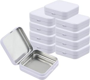 Wholesale Sliver <b>Small</b> Square Candy Mint Metal Tin Packaging Hinged Mini Tin <b>Boxes</b>/Case for Candy Metal Can for Lip Balm - Product Image 1