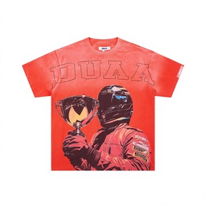 Camisetas de Gran Tamaño Unisex con Estampado DTF Vintage Lavado, 100% Algodón, Cuello Redondo, Manga Corta, con Pedrería - Product Image 4
