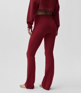 <span class=keywords><strong>Pantaloni</strong></span> da <span class=keywords><strong>Donna</strong></span> <span class=keywords><strong>Bordeaux</strong></span> a Vita Alta con Coulisse, Morbidi ed Elasticizzati, Stile Yoga a Zampa d'Elefante, Casual per il Tempo Libero, Personalizzabili con Logo ODM - Product Image 2