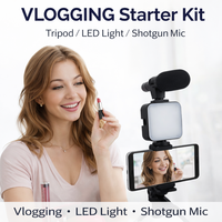 Kit de Video Todo en Uno para Smartphone: Trípode de Sobremesa, Micrófono Shotgun, Luz LED y Soporte para Teléfono para Vlogging y Transmisiones en Vivo