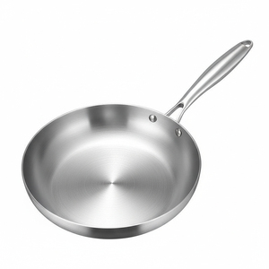 Sartén de acero inoxidable OEM/ODM 304, sartén antiadherente de fondo plano, sartén unida por impacto para uso en el hogar, hotel, restaurante - Product Image 1