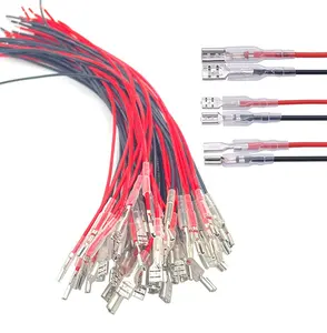 4.8Mm En 6.3Mm Vrouwelijke Schoppen Crimp Terminal Met Isolerende Mouw En Draad Rood + Zwarte Vrouwelijke Spade Snelle Splice