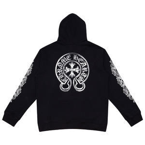 24 Nuove <span class=keywords><strong>Felpe</strong></span> con Cappuccio e Zip di Alta Qualità con Stampa <span class=keywords><strong>Vintage</strong></span> Chrome Heart Horseshoe Cross, Vendita all'Ingrosso di Fabbrica - Product Image 1