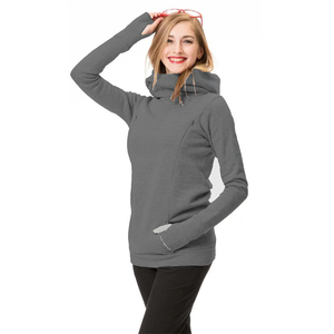 <span class=keywords><strong>Veste</strong></span> de maternité d'<span class=keywords><strong>allaitement</strong></span> nouvelle collection automne-hiver avec doublure en polaire, épaisse, à capuche, manches longues, demi-doigts exposés, style sweat à capuche - Product Image 6