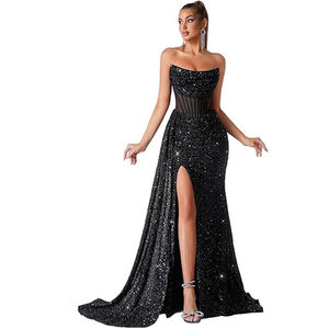 Abito da donna sexy senza spalline per invitati a matrimoni, feste, balli, abito da sera formale. - Product Image 1