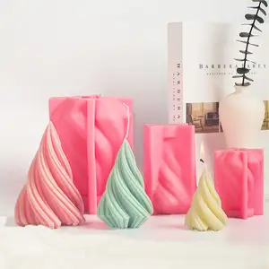 Learn irregular spiral taper candle mold home decoration swirl taper column candle mold silica gel