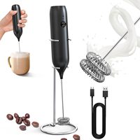 Mixeur Électrique 3-en-1 Portable avec Support, Fouet à Lait Automatique, Mousseur à Café et Matcha en Plastique ABS