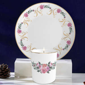 <span class=keywords><strong>Vajilla</strong></span> de Lujo Estilo Occidental con Base Plana y Flores Rosas con Borde Dorado para Suministros de Escritorio y Alquiler para Eventos - Product Image 4