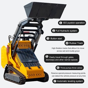 Minicargadora de orugas con sistema hidráulico completo, color amarillo, para uso en interiores, giro de 360 grados - Product Image 1