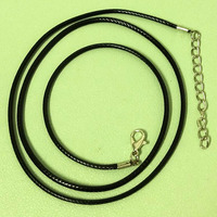 Cordon de collier en cuir coloré HP0180, cuir tressé noir de 2 mm avec fermoir à griffe argenté, composants de fabrication de colliers DIY