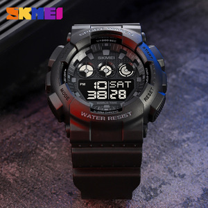 Skmei Sport Watch Digital Men Waterproof Chronograph Alarm World Time Black Rubber Strap Water Resist 3Bar - Product Image 2
