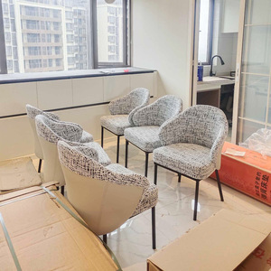 Sedia da pranzo con schienale a braccio italiano Post-moderno e minimalista per la casa, in tessuto di lusso leggero per la Reception dell'hotel, sofà uso domestico - Product Image 4