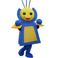 Hola fantasia amarela de robô mascote, traje de cosplay para adultos