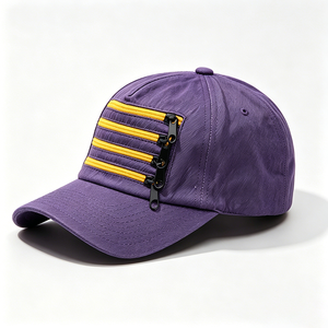 Casquette de baseball Ace vintage délavée violette avec fermeture éclair, 5 panneaux, style streetwear, fonctionnelle, ajustable, en coton, unisexe, toutes saisons - Product Image 6