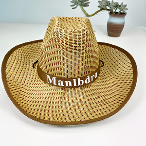 <span class=keywords><strong>Chapeau</strong></span> de cow-boy de protection solaire pour hommes de printemps et d'été avec logo personnalisable <span class=keywords><strong>Chapeau</strong></span> de <span class=keywords><strong>canotier</strong></span> en paille de voyage pour la pêche à usage quotidien - Product Image 3