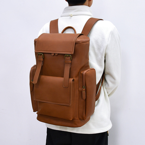 <span class=keywords><strong>Sac</strong></span> à Dos <span class=keywords><strong>Homme</strong></span> Vintage en Cuir PU pour École, Voyage et Ordinateur Portable avec Doublure en Polyester et Fermeture à Rabat pour Adolescents Garçons et Filles - Product Image 4