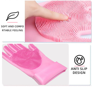 <span class=keywords><strong>Gants</strong></span> de nettoyage <span class=keywords><strong>en</strong></span> <span class=keywords><strong>silicone</strong></span> souple d'épaisseur moyenne 160g, imperméables, antidérapants, faciles à nettoyer pour la vaisselle de cuisine - Product Image 4