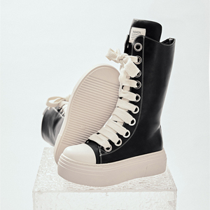 Nouvelles Bottes Montantes Plateforme Designer pour Femmes, Lacets et Fermeture Éclair, Baskets Sportives en <span class=keywords><strong>Cuir</strong></span> - Product Image 2