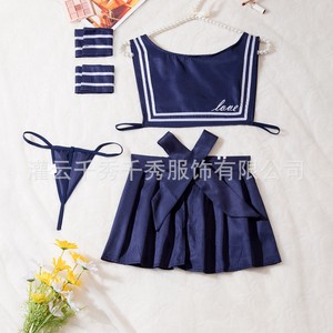 Conjunto de uniforme de marinero lindo y dulce, lencería sexy, estilo universitario dulce e inocente, uniforme de marinero, cuello marinero - Product Image 4