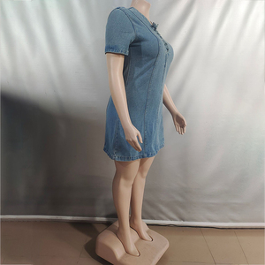 Abito Estivo da Donna Blu Sexy con Ampio Scollo a V e Lacci Corti - Product Image 6