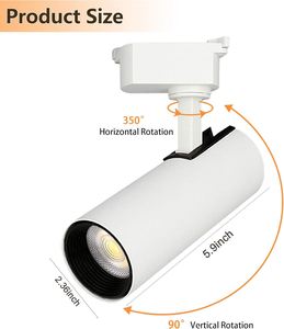 Luz LED COB de Riel Ajustable de 360 Grados, Moderna, Comercial, para Interiores, de 12W, 20W, 30W, 40W, CRI 80, 30000 Horas de Duración, de Aluminio - Product Image 3