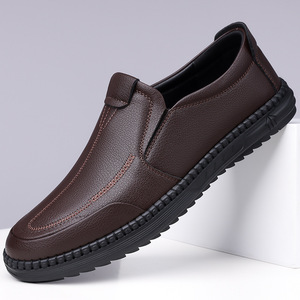 Mocasines de Cuero Genuino para Hombre, Punta Redonda, Suela de Goma, Transpirables, para Todas las Temporadas, Zapatos Casuales - Product Image 3