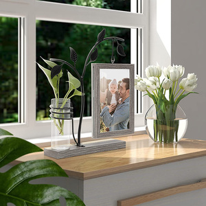 NEW 4x6 Tree Picture Frame Potted <b>Plants</b> Metal Stand Desk Photo Frames With Decorative Bud Vase Double Sides Display - Product Image 3