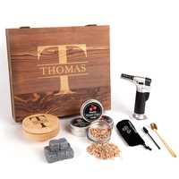 Ensemble de fumeurs de whisky avec boîte en bois de qualité supérieure, kits de cocktails personnalisés, logo gravé au laser, cadeau pour papa, mari, frère
