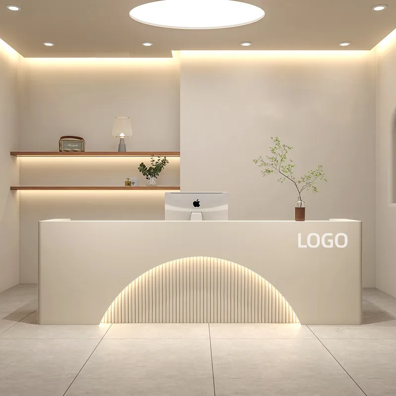 Banchi Reception di Design di fascia alta in legno per ufficio commerciale moderno personalizzato