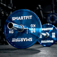 SMARTFIT Nouvelle Sortie – Disques de Poids en Acier Calibré Revêtus de Titane Bleu avec Logo Personnalisé – Ensemble d'Haltères pour Usage Commercial en Salle de Sport