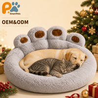 Lit de canapé pour animaux de compagnie en forme de patte d'ours, en peluche, pour l'intérieur en hiver, pour chats et chiens, tapis de couchage respirant et chaud pour Bichon Frise