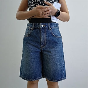 Suministro de fábrica, pantalones cortos de mezclilla Retro de verano con estilo para mujer, pantalones cortos de mezclilla informales holgados, pantalones cortos Vintage de verano - Product Image 5