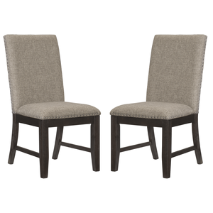 Lot de 2 chaises rembourrées en tissu plaqué chêne brun rustique DB avec dossier et siège pour salons, cafés et restaurants - Product Image 2