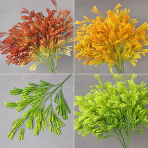 ดอกไม้ประดิษฐ์โมริยอดนิยม แบบหลายชั้น สีทอง กิ่งเดี่ยว สำหรับตกแต่งงานแต่งงาน ตกแต่งบ้าน ใบไม้สีเขียวฤดูใบไม้ร่วง - Product Image 5