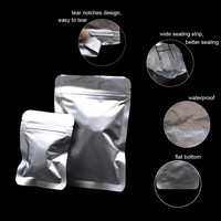 Sac refermable plat en aluminium de haute qualité, réutilisable, argenté, pour emballage de snacks, résistant à l'humidité