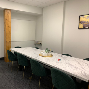 Stasiun kerja batu kuarsa persegi panjang dapat disesuaikan, meja konferensi <span class=keywords><strong>12</strong></span> orang modern melengkung - Product Image 2