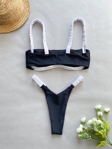 Ensemble de <span class=keywords><strong>bikini</strong></span> sexy à bretelles pour femmes Ensemble de <span class=keywords><strong>bikini</strong></span> deux pièces aux couleurs contrastées Maillots de bain de plage et de vacances Maillots de bain fendus - Product Image 5