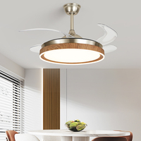 Télécommande rétractable, invisible, moderne, ventilateur de plafond, lumière LED, moteur à courant continu à 6 vitesses, télécommande intelligente pour salon et chambre à coucher