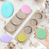 Moule à savon carré ovale lisse en silicone fait main à 4 cavités pour mousse, gâteau et gelée, outils de pâtisserie, moules jetables AFJJC08701