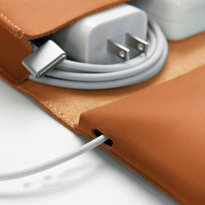 Premium Leather Luxury Durable Cable Organizer Pouch Waterproof Shockproof Buckle Closure Daily Use USB Charger Cord - Product Image 5