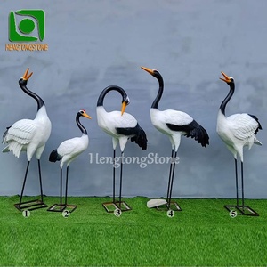 La gru decorativa della vetroresina del giardino apre l'animale selvatico della resina della statua dell'ala - Product Image 2