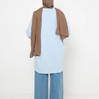 Vêtements de sport musulmans, vêtements de sport islamiques, vêtements de sport pour femmes, hijab, coupe ample, coton taupe clair, haut ample, t-shirt bleu ciel