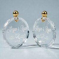 Adorno de Cristal Transparente Facetado Redondo, Recuerdo de Boda Personalizado con Nombre de Pareja, Decoración