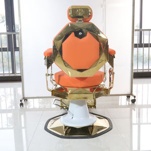 เก้าอี้ตัด<span class=keywords><strong>ผม</strong></span>ดีไซน์ใหม่ <span class=keywords><strong>สี</strong></span><span class=keywords><strong>ส้ม</strong></span> โครง<span class=keywords><strong>ทอง</strong></span>หรูหรา แข็งแรง ทนทาน หมุนได้ ปรับเอนได้ สำหรับโกนหนวด ตกแต่งด้วยเพชร เหมาะสำหรับร้านทำผม - Product Image 4