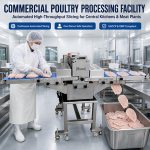 Macchina Commerciale per Affettare Carne Cotta con Nastro Trasportatore, Affettatrice per Biltong, Bacon e Salsicce - Product Image 5