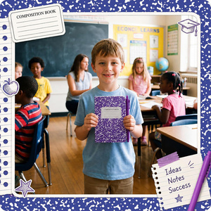 Mini Composition <b>Book</b> With Pen Pocket Digital Printing Paper Cover Saddle Stitching <b>Notebook</b> - Product Image 2