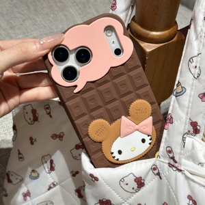 Cover per iPhone 17 Pro Max 16 15 Plus 14 13 12 in Silicone con Design <span class=keywords><strong>Hello</strong></span> <span class=keywords><strong>Kitty</strong></span> a Tema Cioccolato - Product Image 5